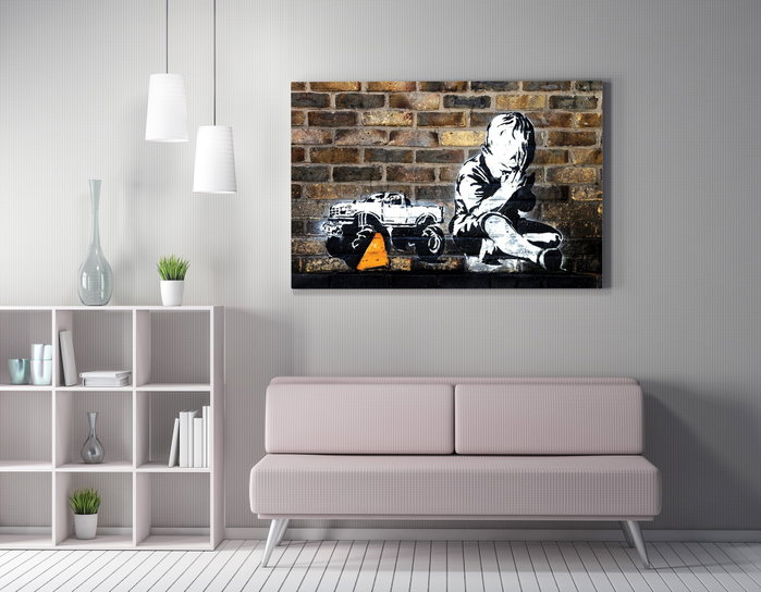 Wallity WY25 Banksy Lienzo Decorativo Enmarcado 50 x 70 cm Wallity WY25 Banksy Lienzo Decorativo Enmarcado 50 x 70 cm